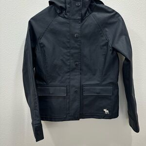 Abercrombie kids navy blue XL raincoat rubberized Jacket with hood & pockets